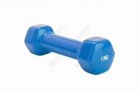 гантель обрезиненная bradex 1,5 кг, синяя sf 0272